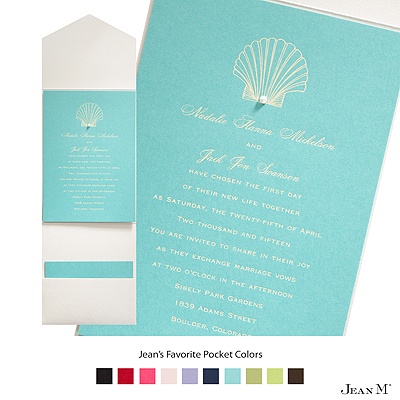 Aqua Shimmer Invitation Card with Pocket