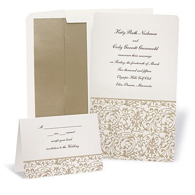 Champagne Filigree Wedding Invitation