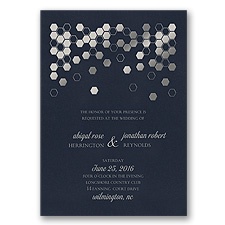Geometric Border Foil Wedding Invitation - Midnight
