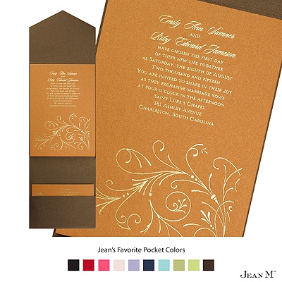 Copper Shimmer Invitation Card with Pocket