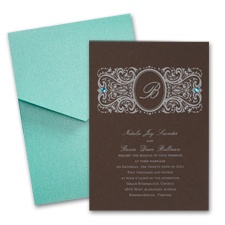 Espresso Wedding Invitation Card with Pocket