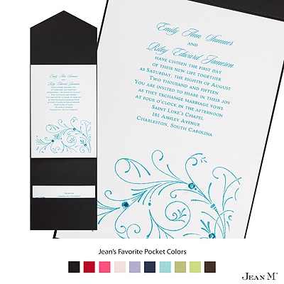 White Shimmer Invitation Card with Pocket