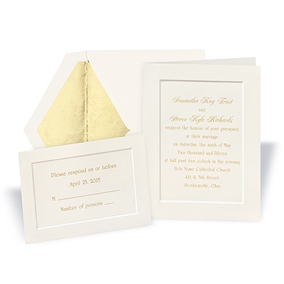 Ecru Classic Folder Wedding Invitation