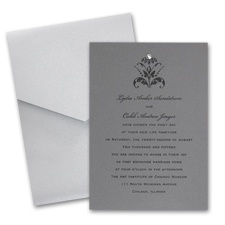 Pewter  Wedding Invitation Card with Pocket