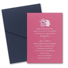 Hot Pink Shimmer Pocket Wedding Invitation Card