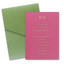 Hot Pink Shimmer Pocket Wedding Invitation Card