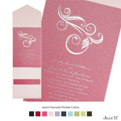 Hot Pink Shimmer Invitation Card with Pocket