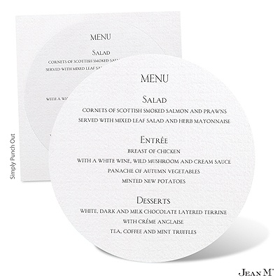 Round Menu Card - White Shimmer