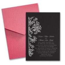 Black Wedding Invitation Card with Pocket