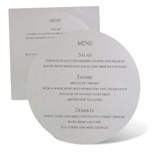 Round Menu Card - Silver Shimmer