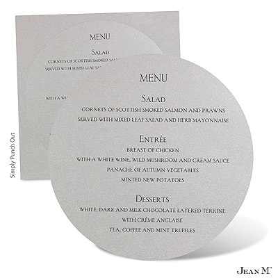 Round Menu Card - Silver Shimmer