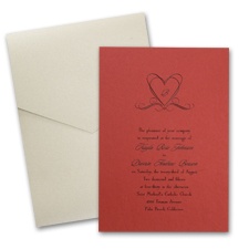 Red Shimmer Wedding Invitation Card with Pocket