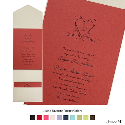 Red Shimmer Invitation Card with Pocket