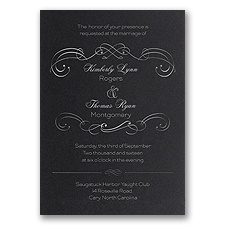 Delicate Flourishes Foil Wedding Invitation - Black Shimmer