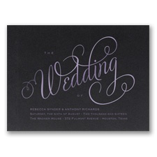 Wedding Typography Foil Wedding Invitation - Black Shimmer