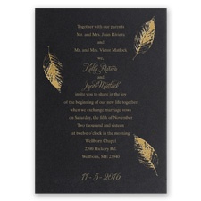 Fall Leaves Foil Wedding Invitation - Black Shimmer