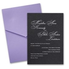Black Shimmer Wedding Invitation Card with Pocket