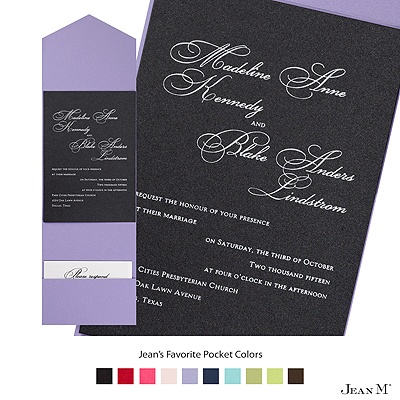 Black Shimmer Invitation Card with Pocket