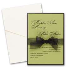 Olive Layered Wedding Invitation with Pocket