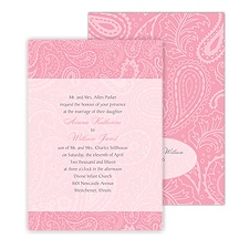 Vintage Paisley Wedding Invitation - Salmon