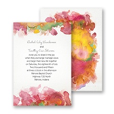 Watercolor Splash Wedding Invitation - Salmon