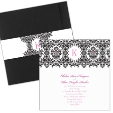 Romantic Damask Wedding Invitation with Pocket
