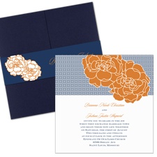 Lattice and Blooms Wedding Invitation with Pocket