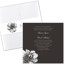 Zinnia Silhouette Wedding Invitation with Pocket