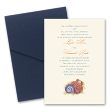 Tropical Seashells Wedding Invitation with Pocket