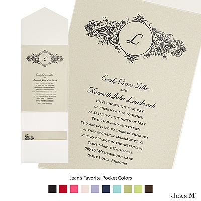 Champagne Shimmer Invitation Card with Pocket