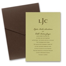Olive Wedding Invitation Card with Pocket