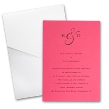 Fuchsia Wedding Invitation Card with Pocket