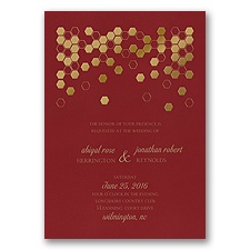 Geometric Border Foil Wedding Invitation - Merlot