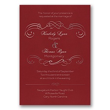 Delicate Flourishes Foil Wedding Invitation - Merlot