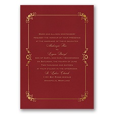 Dainty Frame Foil Wedding Invitation - Merlot