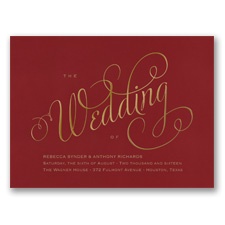 Wedding Typography Foil Wedding Invitation - Merlot