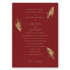 Fall Leaves Foil Wedding Invitation - Merlot