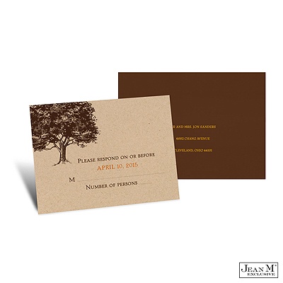 Leafy Tree Response Card and Envelope - Kraft Paper
