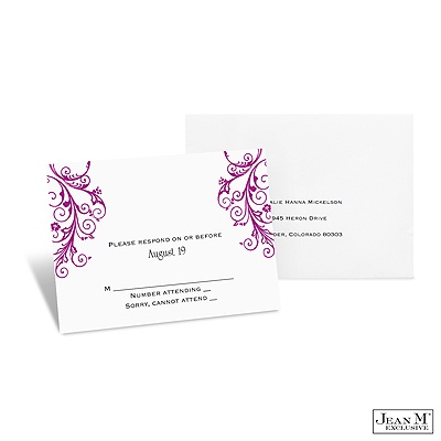 Layered Filigree Monogram Response Card and Envelope - Amethyst