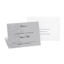 Damask Background Response Card and Envelope - Pewter
