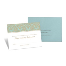 Damask Border Response Card and Envelope - Champagne