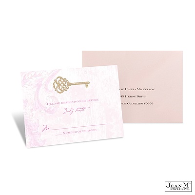 Key to My Heart Response Card and Envelope - Bubble Gum