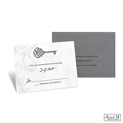 Key to My Heart Response Card and Envelope - Pewter