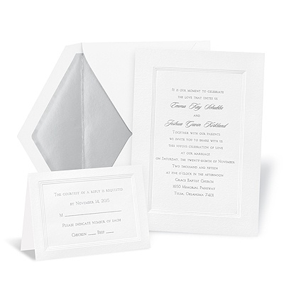 White Triple Frame Wedding Invitation