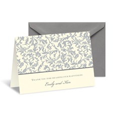 Vintage Damask Note Card and Envelope - Stainless