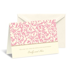 Vintage Damask Note Card and Envelope - Salmon