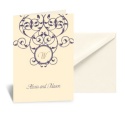 Vine Monogram Note Card and Envelope - Ecru