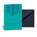 Damask Heart Note Card and Envelope - Peacock