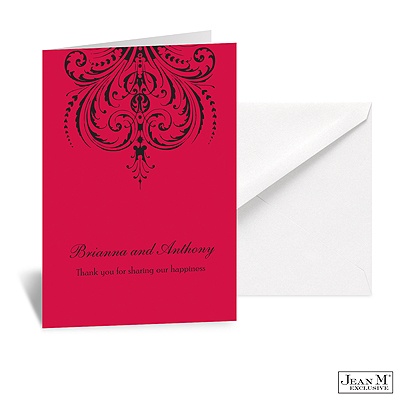 Damask Heart Note Card and Envelope - Velvet