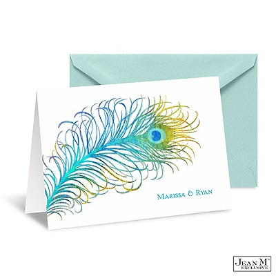 Peacock Feather Note Card and Envelope